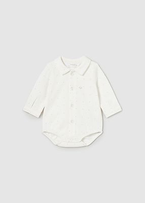 Mayoral 2797 Baby Boy's LS Collared Dots Onesie/ CRDO- MOCA