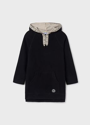 Mayoral 7983 Girl's LS Hoodie Dress/ NEGRO