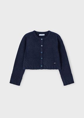 Mayoral 4361 Girl's LS Knit Cardigan/ MARINO