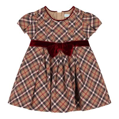 Abel & Lula 5514 Baby Girl'S SS Plaid Dress/ CAMEL