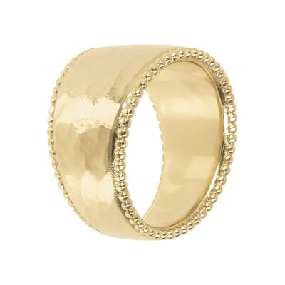 Etrusca WSET00571.YG 18Kt Gold-Plated Hammered Polished Graduated Ring -