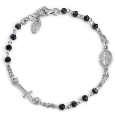 Amen BROBG3 Silver & Grey Crystals Rosary Bracelet - Rosary