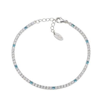 Amen BT7BACB16 Women's Silver Aquamarine & White CZ Tennis Bracelet - Tennis