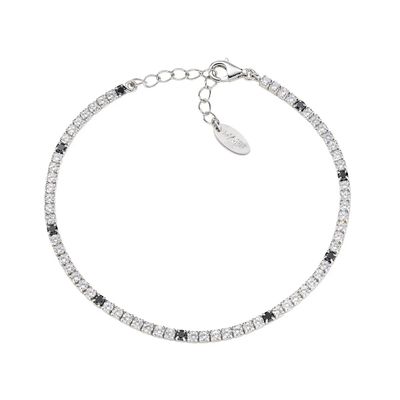 Amen BT7BNB16 Women's Silver Black & White CZ Tennis Bracelet - Tennis