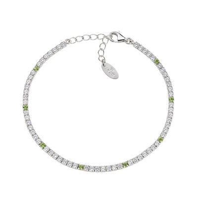 Amen BT7BOLB16 Women's Silver Olive Green & White CZ Tennis Bracelet - Tennis