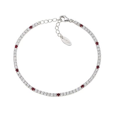Amen BT7BRB16 Women's Silver Red & White CZ Tennis Bracelet - Tennis