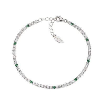 Amen BT7BVEB16 Women's Silver Green & White CZ Tennis Bracelet - Tennis