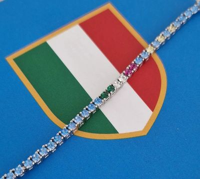Amen BRTNNAB Women's Silver Forza Azzurri Tennis Bracelet - Tennis