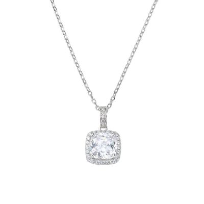 Amen CLQUABBBZ Women's Silver Radiant Cut White CZ Pendant Necklace