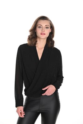 Frank Lyman 244613U Women's LS Jewelled Blouse/ BLACK