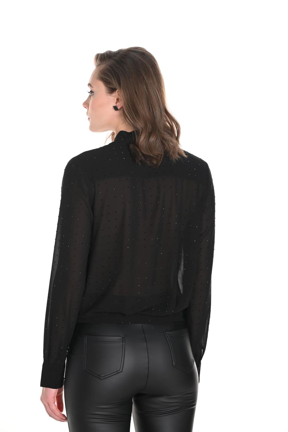 Frank Lyman 244613U Women's Long Sleeve Jewelled Blouse – Black