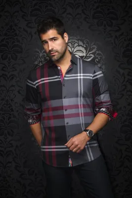 Au Noir VERDI Men's LS Stretch Dress Shirt/ GREY