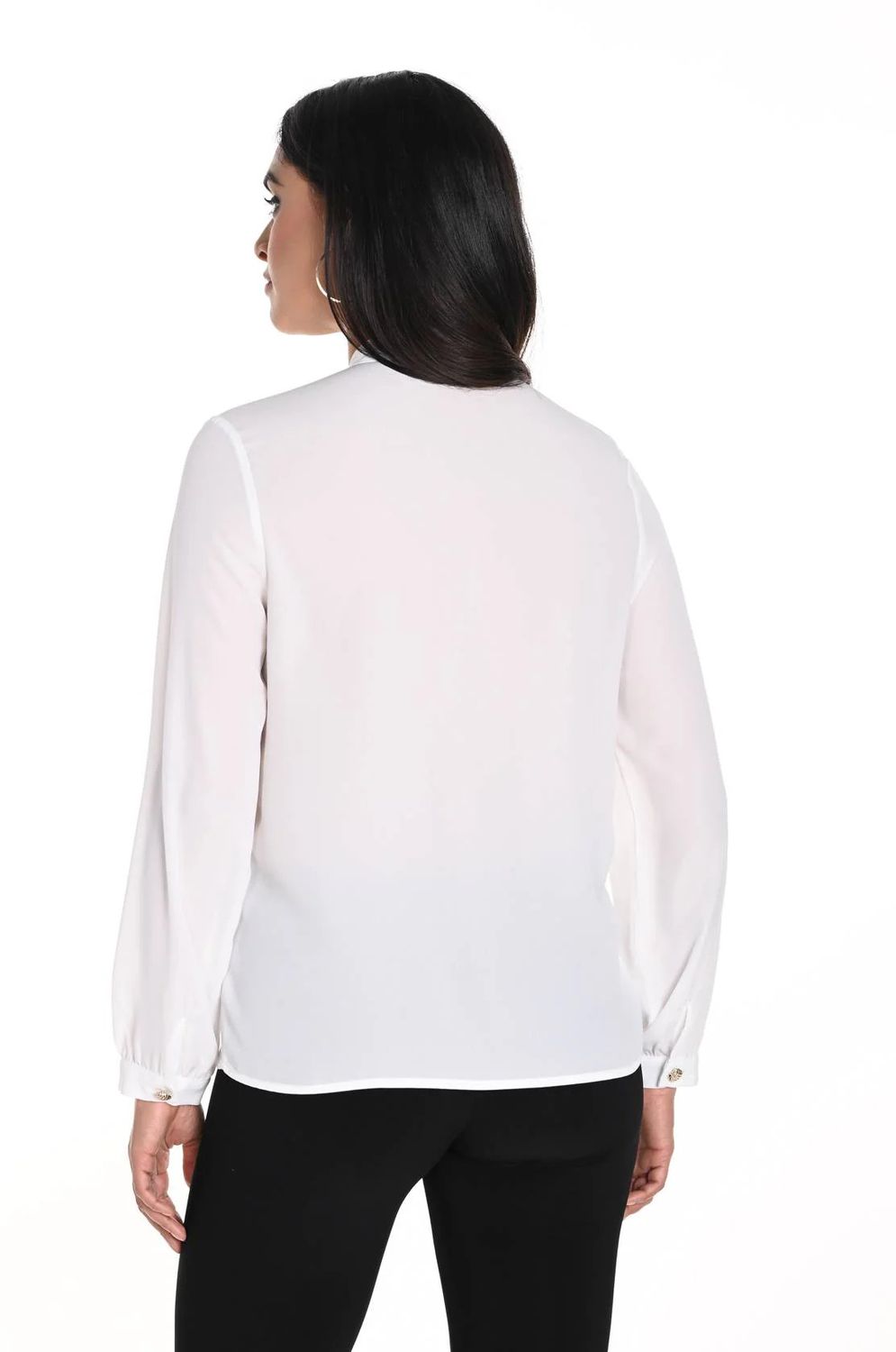 Frank Lyman 243454U Women's Long Sleeve Gold Botton & Front Tie Blouse – Off White