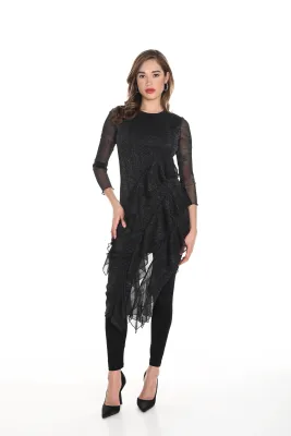 Frank Lyman 244198 Long Sleeve Knit Dress Ruffled Bottom