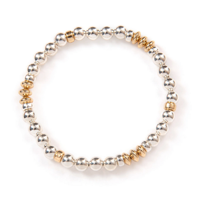 Beblue BBBRAZ-DI Silver Be Bubbly Silver & Gold Bead Bracelet
