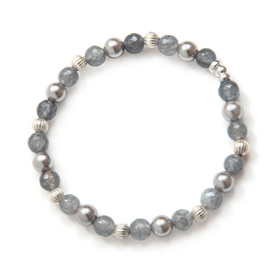 Beblue BBALLUR-HG Dark Grey & Silver Beads Bracelet / Happy In Grey