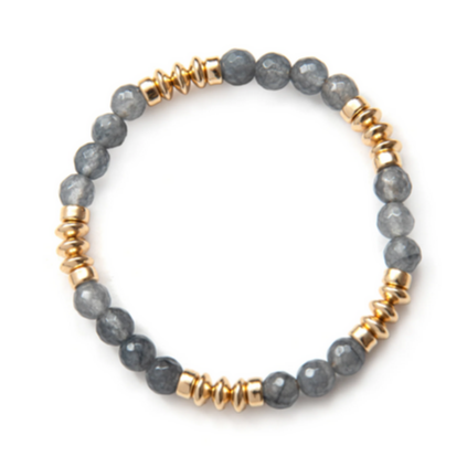 Beblue BBSURBRAZ-HG Gold Be Brazen- Grey Bead Bracelet - Happy In Grey