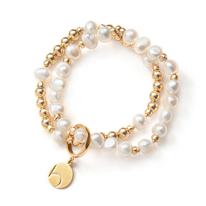 Beblue BBSURGLEE-NSQ Gold Be Gless Double Row Bracelet w/ Dangle - Not So Quiet