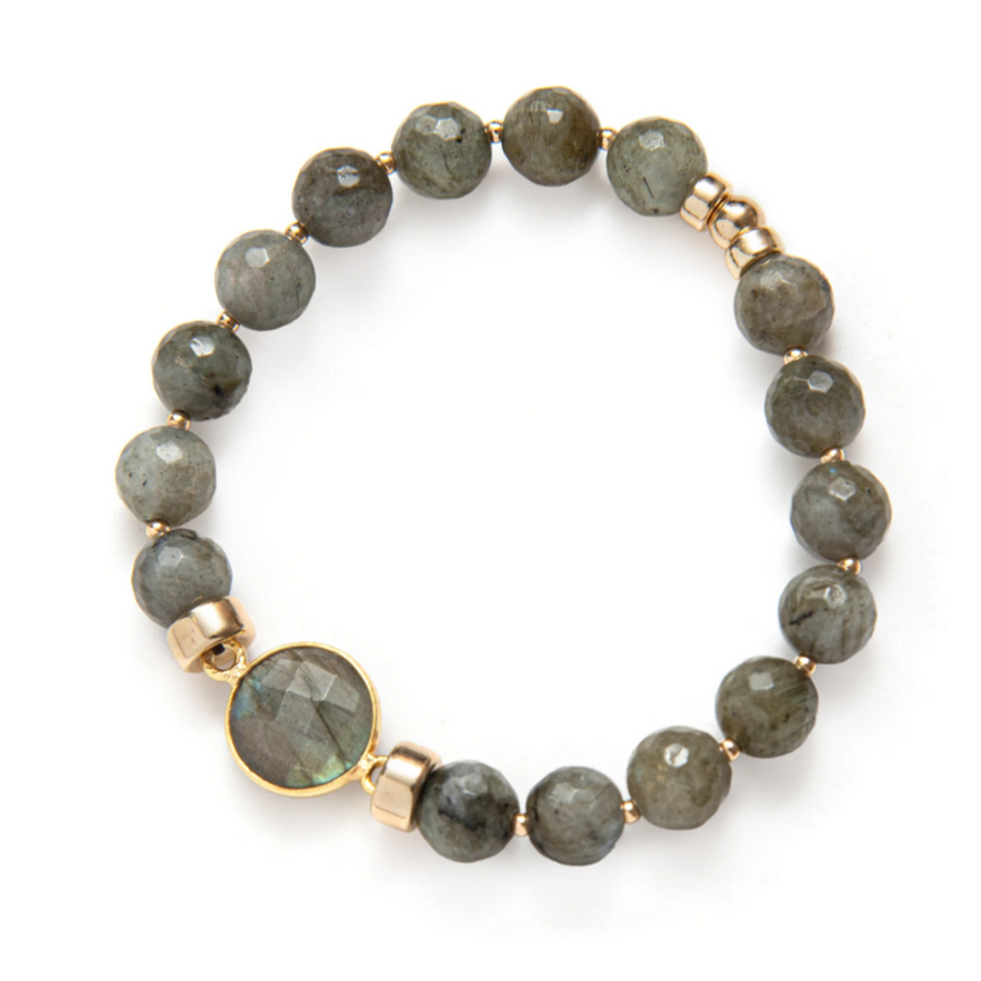 Beblue BBSURINSP-BF Light Green Bracelet w/ Gold Beads