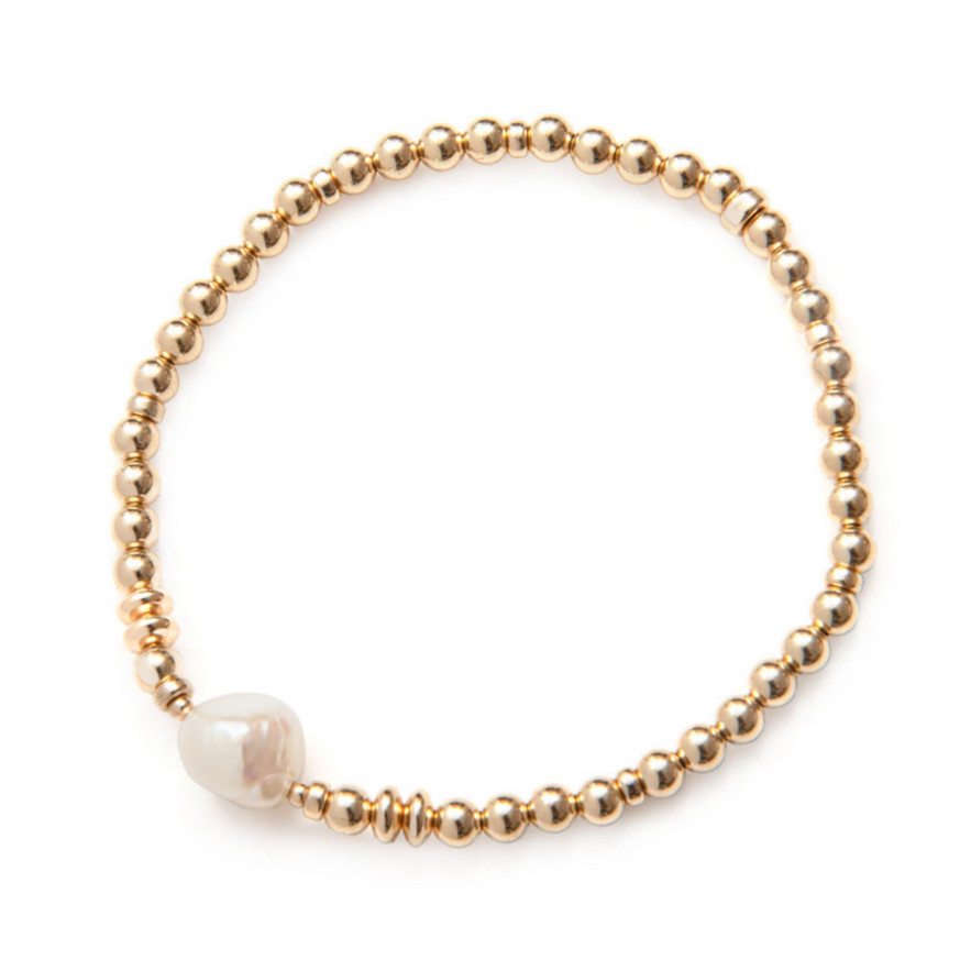 Beblue BBSURNOBLE-NSQ Women's Gold Bead Bracelet W/ White Pearl