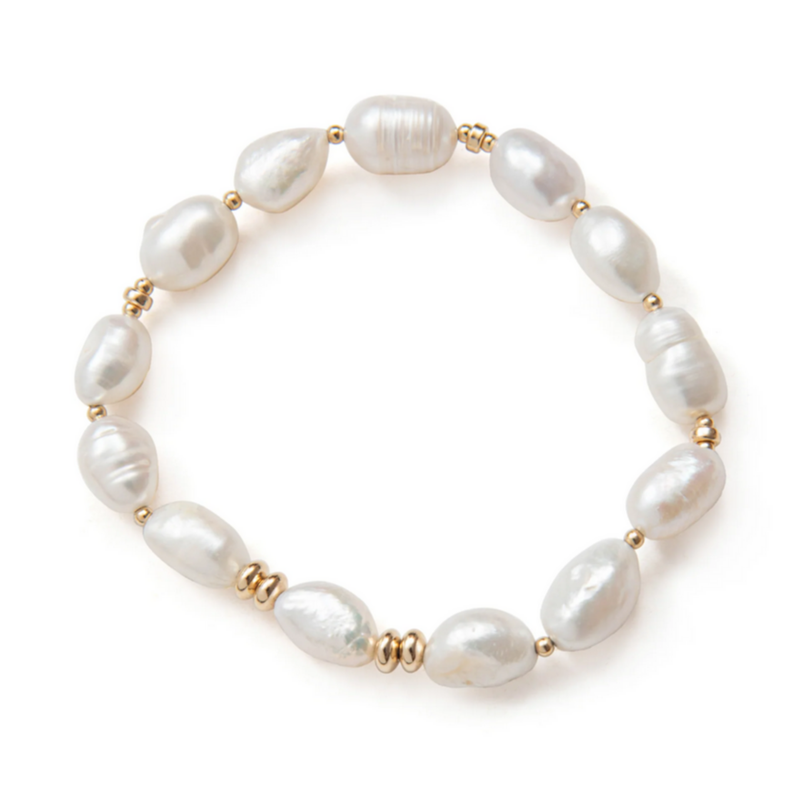 Beblue BBSURSOFT-NSQ White Pearl Bracelet w/ Gold