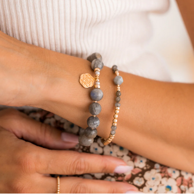 Beblue BBSURCLEV-BF Gold Be Clever Grey Bead Bracelet