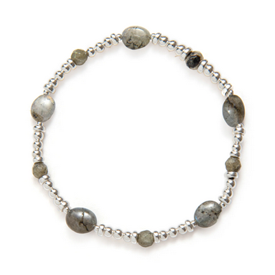 Beblue BBUNI-BF Silver & Green Oval Bead Bracelet