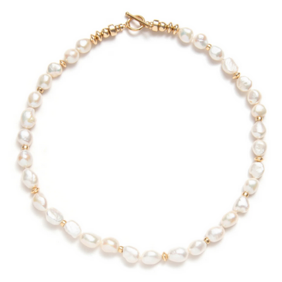 Be Blue BCCSURAGE-NSQ Long Fresh Water Pearl Necklace 14 kt Gold