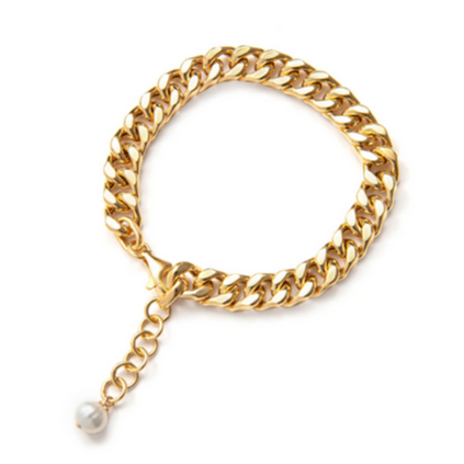 Beblue BBSURSUAVE-NSQ Gold Chain Bracelet W White Pearl Charm