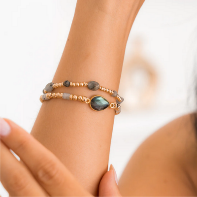 Beblue BBSURUNI-BF Gold Be Clever Grey Bead Bracelet
