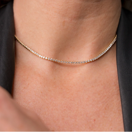 Beblue BCHSURSUMPT-DI Gold Plated Tennis Necklace