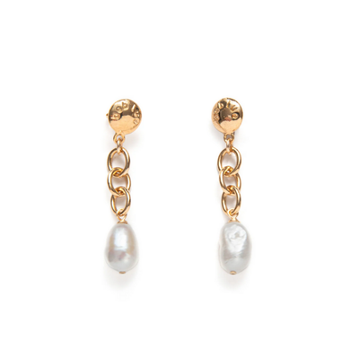 Beblue BO1614 Gold W White Pearl Earrings