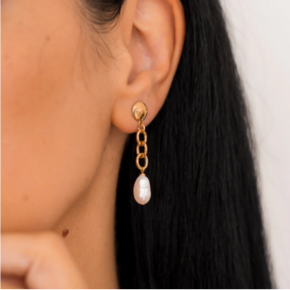 Beblue BO1614 Gold W White Pearl Earrings