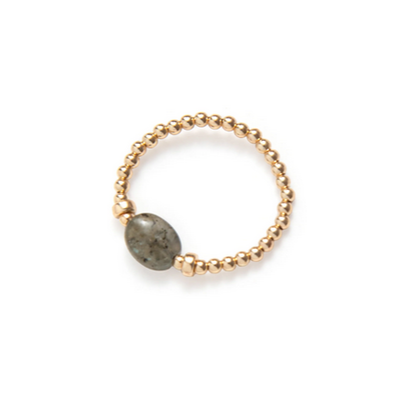 Beblue BRESURCAPTI-BF Gold Bead & Bohemian Flair Charm Elastic Ring Be Captivating