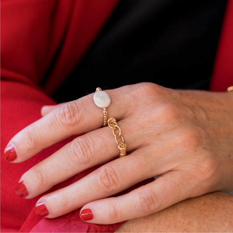 Beblue BRESURMOD-NSQ Gold Be Moderne Bead & CZ Elastic Ring - Not So Quiet