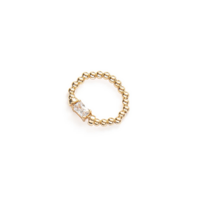 Beblue BRESURSTY-HT-C Gold Be In Style Bead & Champagne CZ Elastic Ring - Haute Joy