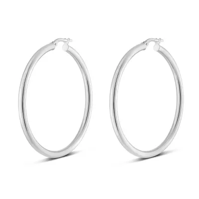 Miss Mimi 13-403561-01/00 Sterling Silver L High Polish Round Tube Hoop Earrings 4.5cm