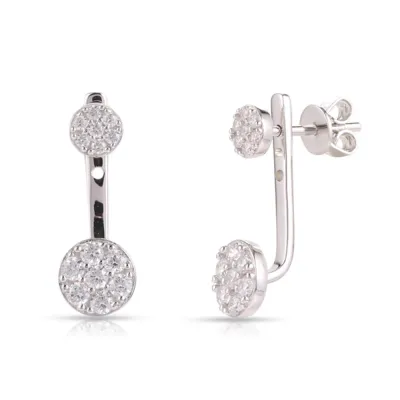 Miss Mimi 13-022924-01/00 Silver Double Circle Zircon Pave Earrings