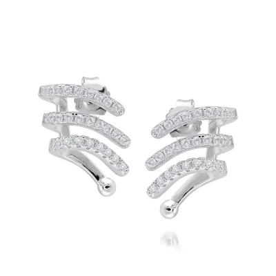 Miss Mimi 13-142692-01 3 Row Ear Cuff Silver Earrings