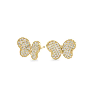 Miss Mimi 13-142643-02 Gold Butterfly Stud Earrings