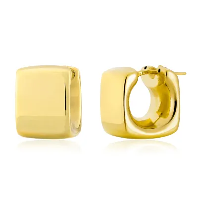 Miss Mimi 13-156580-BR02 Brushed Bubble Square Gold Earrings