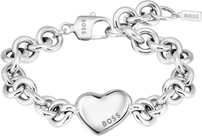 BOSS 1580638 Women's Short Sleeve Chain Link Bracelet w/ Heart Charm