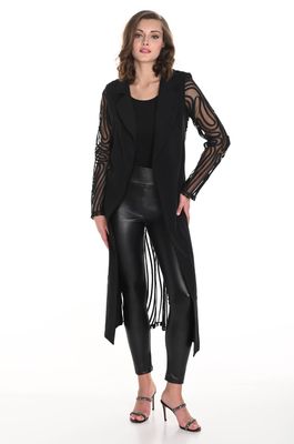Frank Lyman 244636U Long Jacket Mesh Back – Black