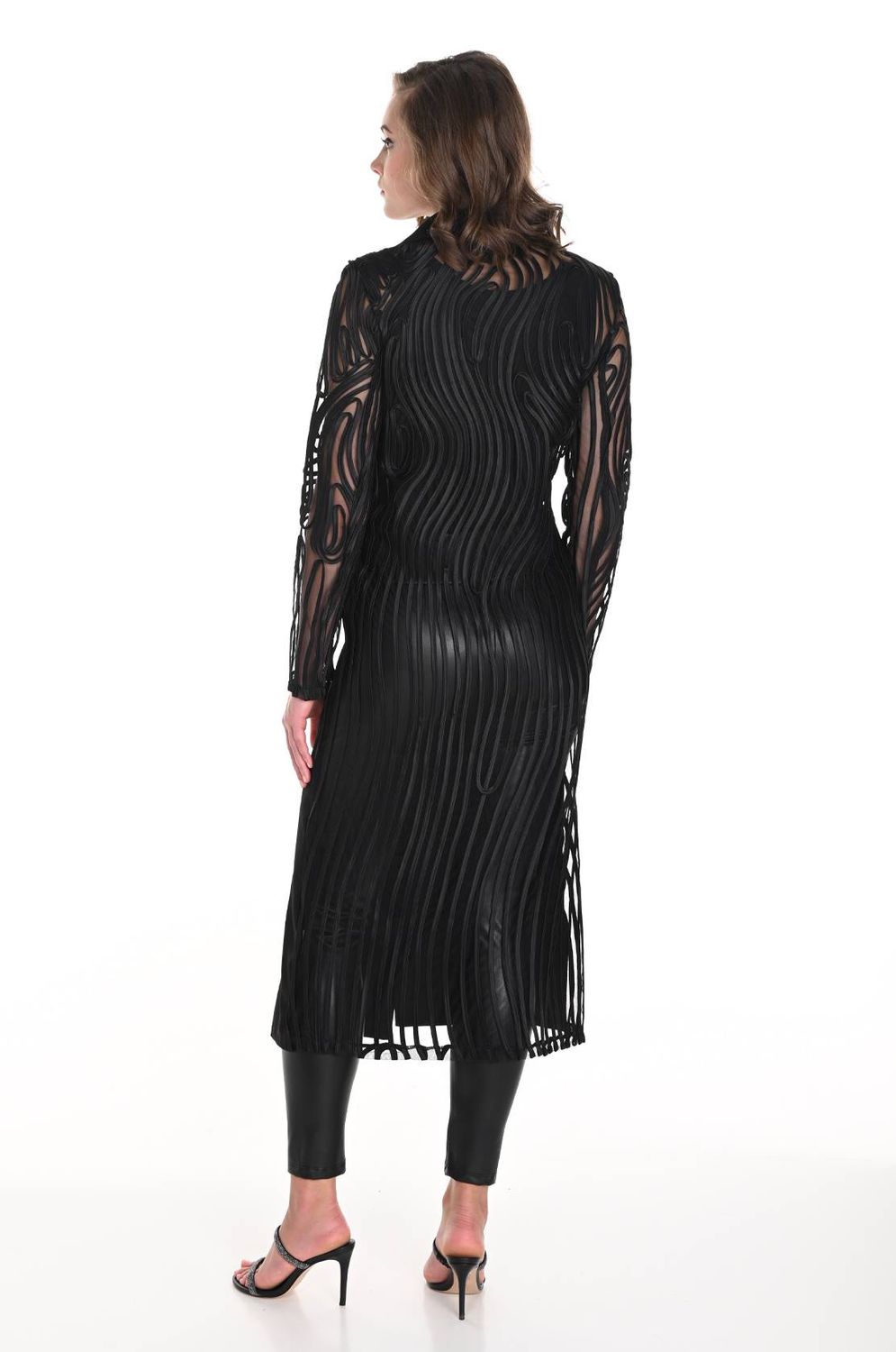 Frank Lyman 244636U Long Jacket Mesh Back – Black