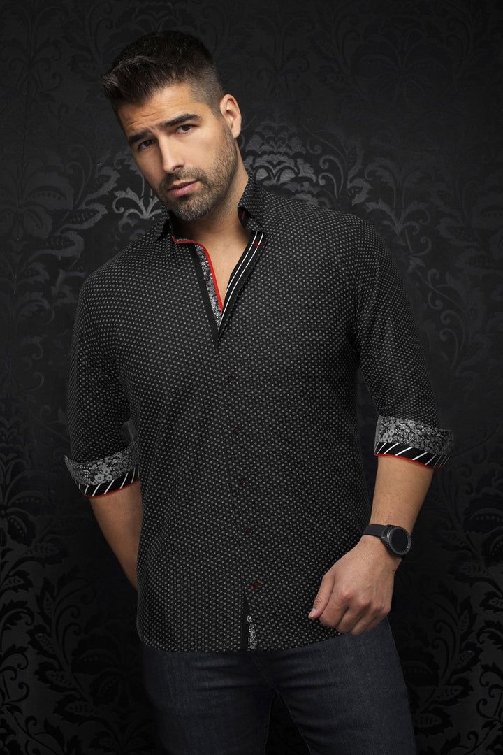 Au Noir SAUTOR Men’s Long Sleeve Stretch Dress Shirt