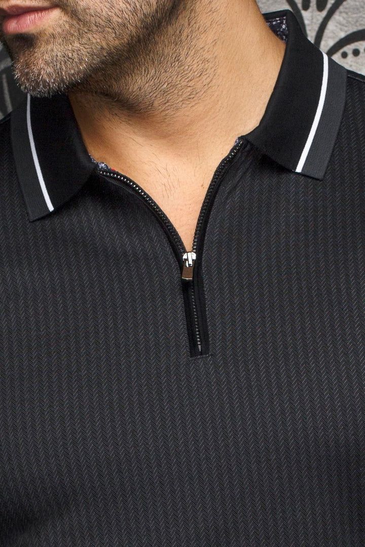 Au Noir FEDERICO Men’s Printed Long Sleeve Polo