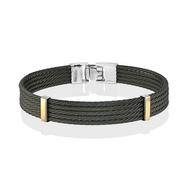 Italgem SMBG27 Black-IP S.Steel 18K-Gold 5-Row-Cable Bracelet