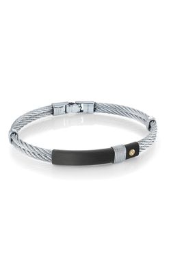 Italgem SMBG136-7.87 S.Steel-Black-IP 18K-Gold 2 Row-Cable 7.87”-Bangle
