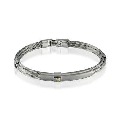 Italgem SMBG60 S.Steel 5-Row Cable 18K Accent Bracelet