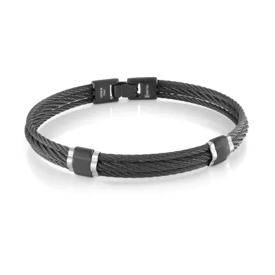 Italgem SMBG132-7.87 Black-IP-S.Steel 3-Row-Cable 7.87”-Bangle